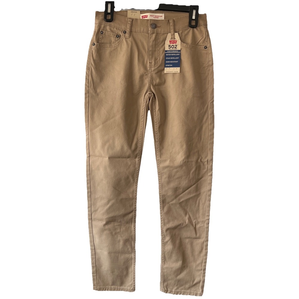New Levis 502‎ Chino Pants Mens Size 14 Brown Regular Taper Fit 27 X 29 NWT
